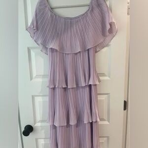 Lulus Gala Ready Lavender Off-the-Shoulder Ruffle Midi Dress